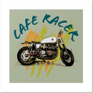 Cafe Racer Motorcycle with logo Posters and Art